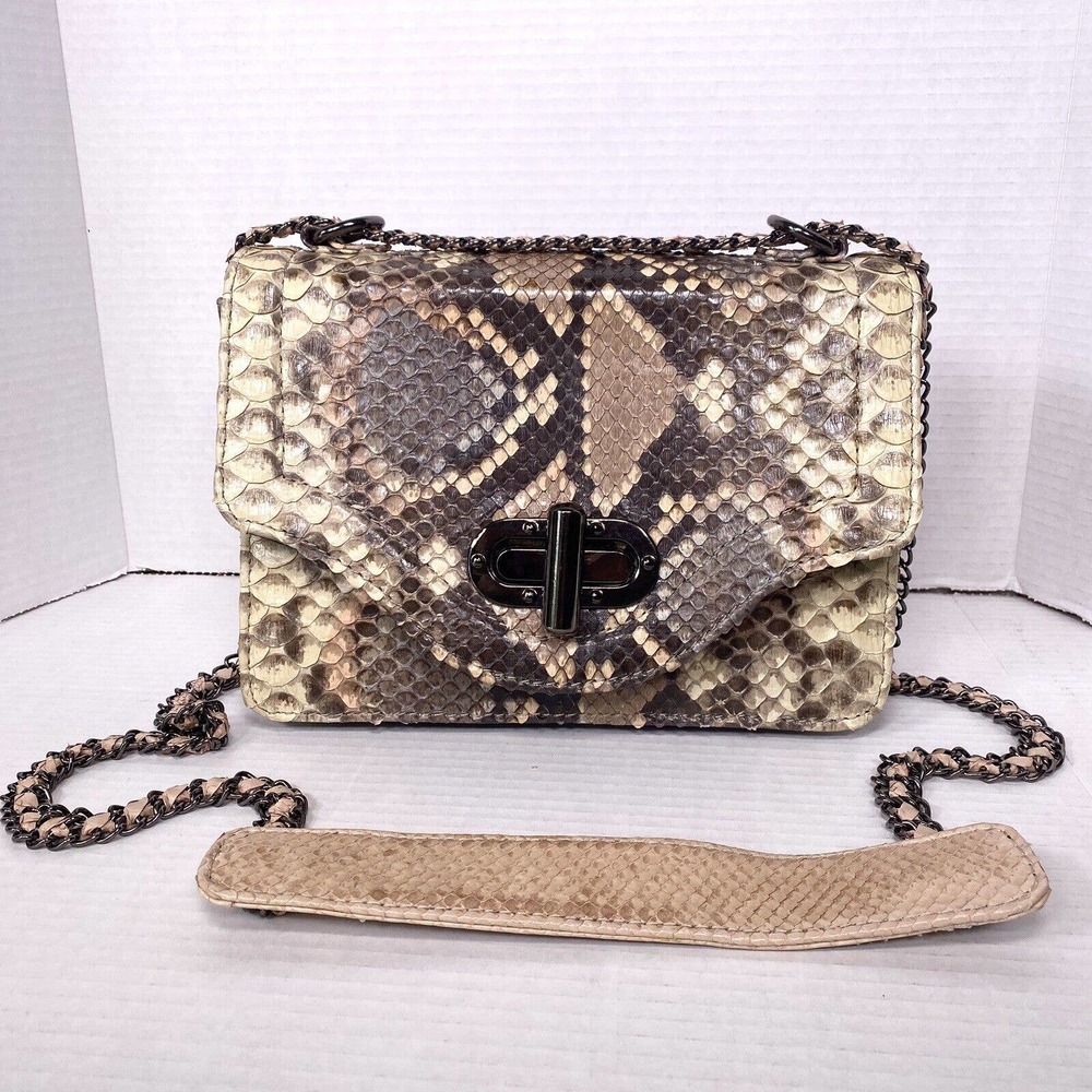 Glen Arthur Bag Purse Leather Snakeskin Chain Structured Handmade Artisan Rare